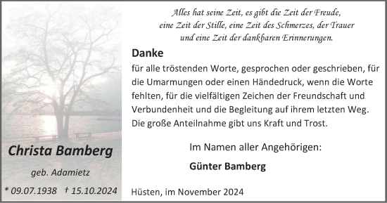 Traueranzeige von Christa Bamberg von Tageszeitung