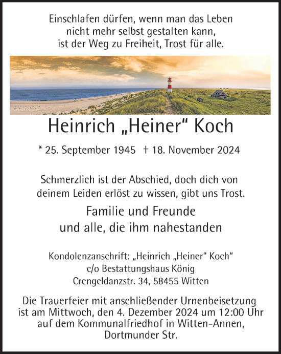 Traueranzeige von Heinrich Koch von Tageszeitung