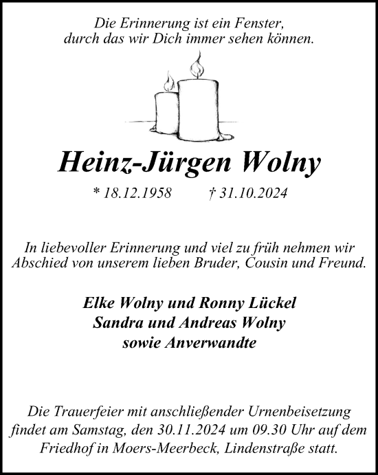 Traueranzeige von Heinz-Jürgen Wolny von Tageszeitung