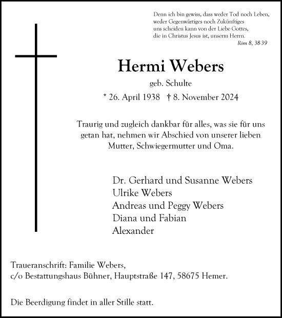 Traueranzeige von Hermi Webers von Tageszeitung