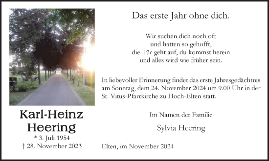 Traueranzeige von Karl-Heinz Heering von Tageszeitung