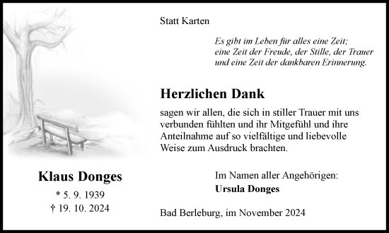 Traueranzeige von Klaus Donges von Tageszeitung