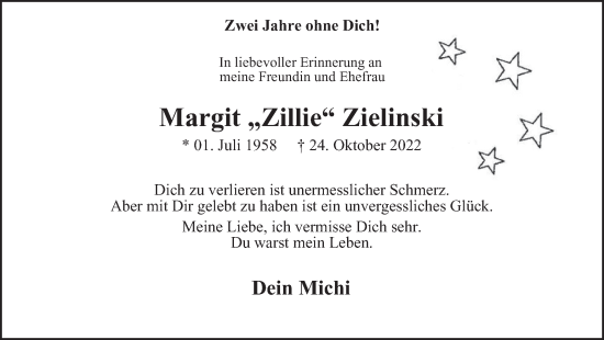 Traueranzeige von Margit Zielinski von Tageszeitung