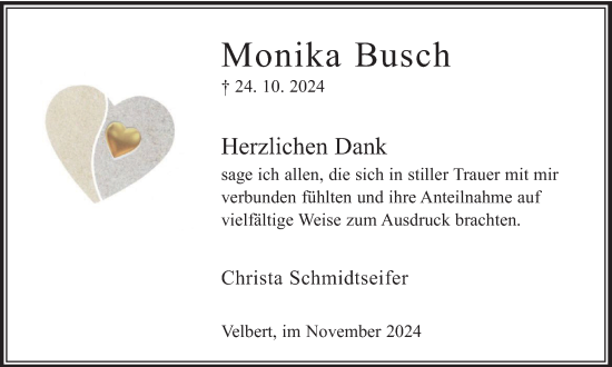 Traueranzeige von Monika Busch von Tageszeitung