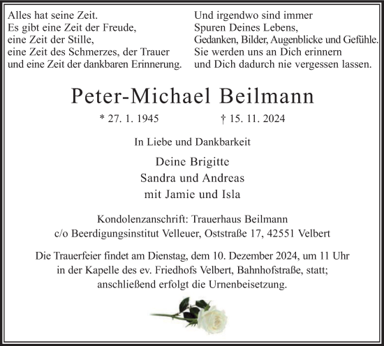 Traueranzeige von Peter-Michael Beilmann von Tageszeitung