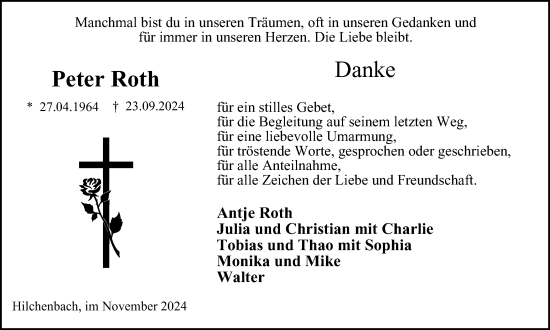 Traueranzeige von Peter Roth von Tageszeitung