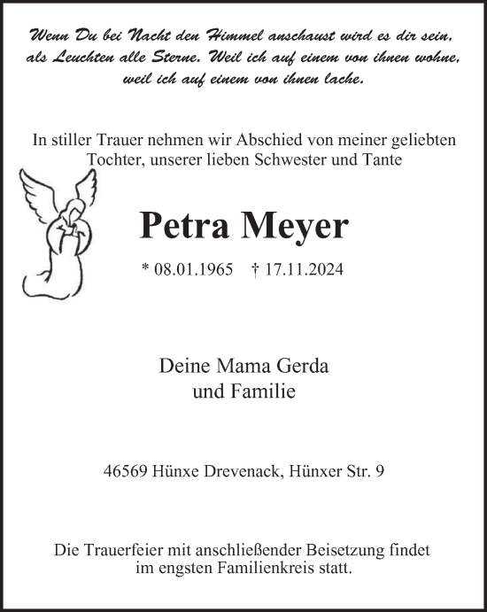 Traueranzeige von Petra Meyer von Tageszeitung