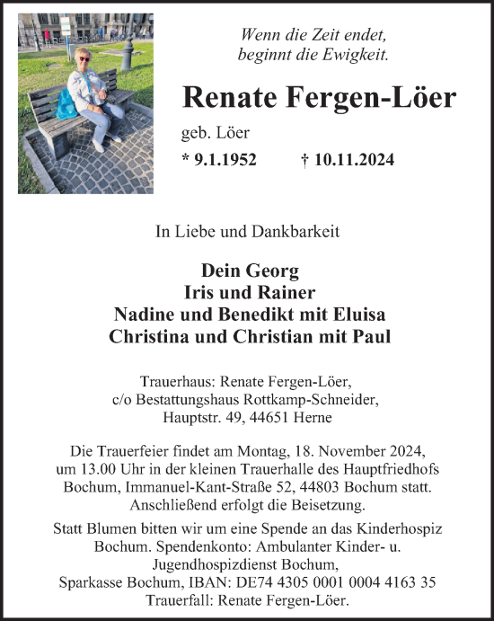 Traueranzeige von Renate Fergen-Löer von Tageszeitung