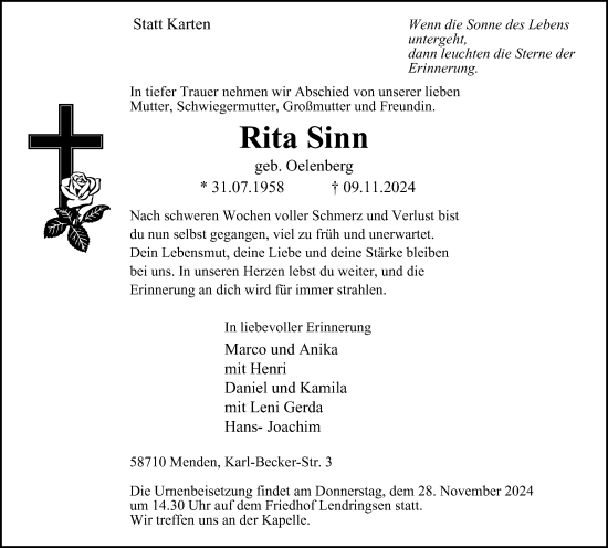 Traueranzeige von Rita Sinn von Tageszeitung