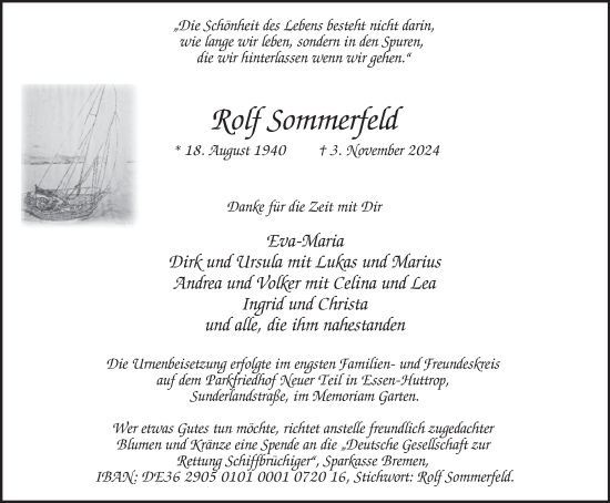 Traueranzeige von Rolf Sommerfeld von Tageszeitung