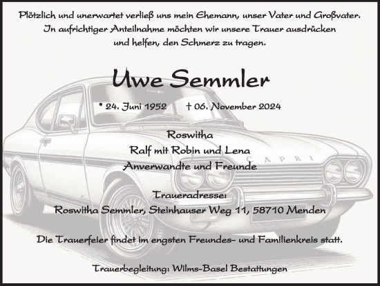 Traueranzeige von Uwe Semmler von Tageszeitung
