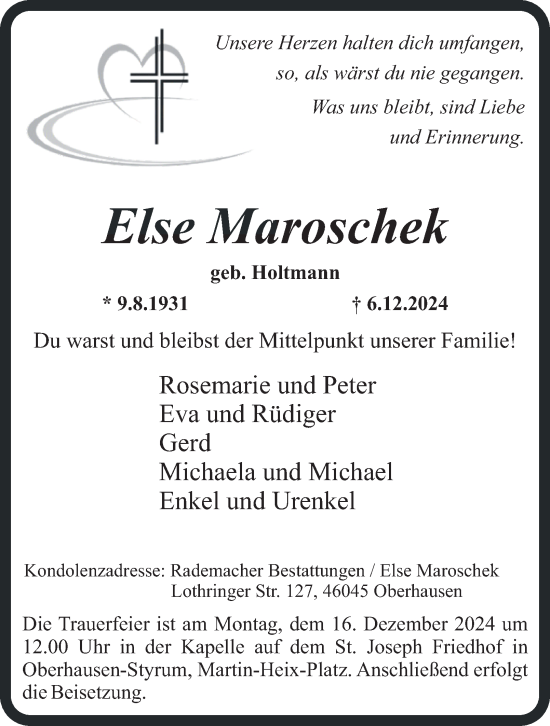 Traueranzeige von Else Maroschek von Tageszeitung
