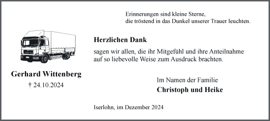 Traueranzeige von Gerhard Wittenberg von Tageszeitung