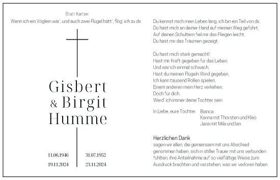 Traueranzeige von Gisbert Humme von Tageszeitung