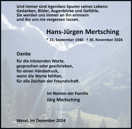 Traueranzeige von Hans-Jürgen Mertsching von Tageszeitung