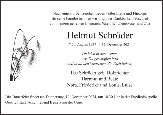 Traueranzeige von Helmut Schröder von Tageszeitung
