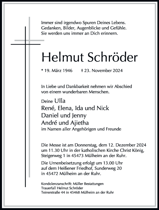 Traueranzeige von Helmut Schröder von Tageszeitung