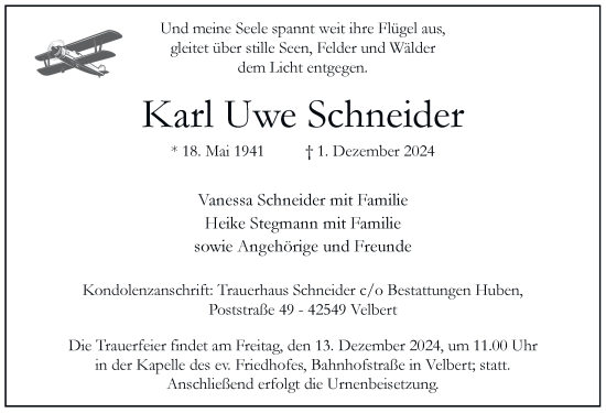 Traueranzeige von Karl Uwe Schneider von Tageszeitung