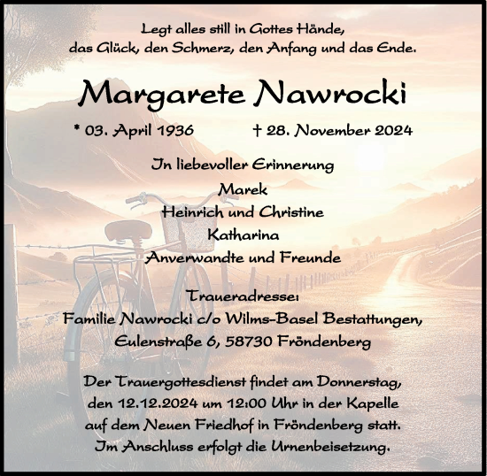 Traueranzeige von Margarete Nawrocki von Tageszeitung