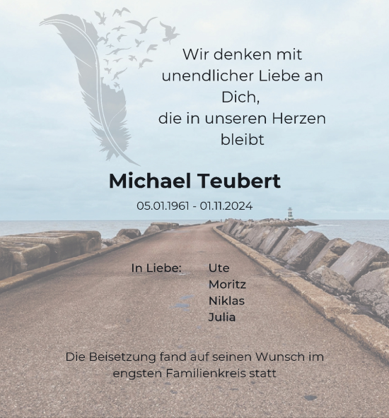 Traueranzeige von Michael Teubert von Tageszeitung