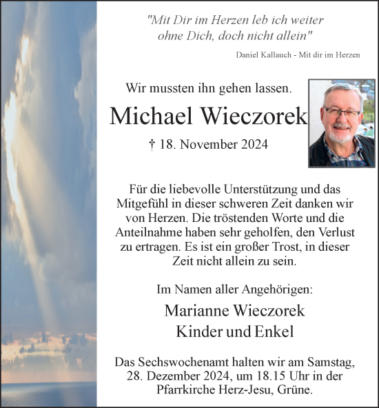 Traueranzeige von Michael Wieczorek von Tageszeitung
