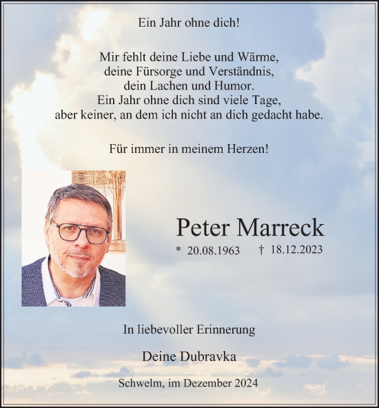 Traueranzeige von Peter Marreck von Tageszeitung