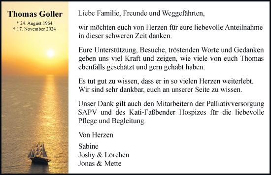 Traueranzeige von Thomas Goller von Tageszeitung