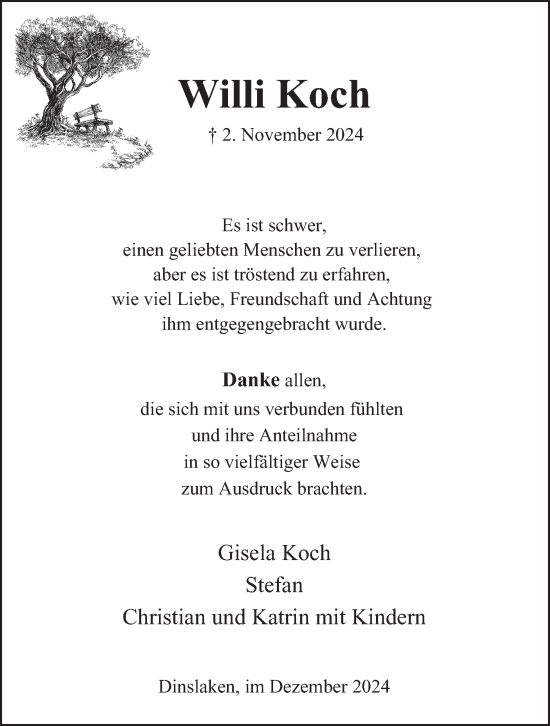 Traueranzeige von Willi Koch von Tageszeitung
