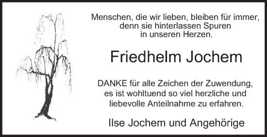 Traueranzeige von Friedhelm Jochem von Tageszeitung