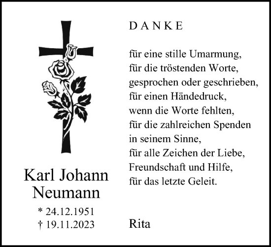 Traueranzeige von Karl Johann Neumann von Tageszeitung