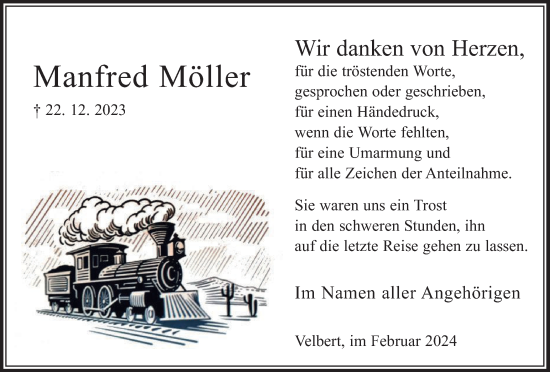 Traueranzeige von Manfred Möller von Tageszeitung