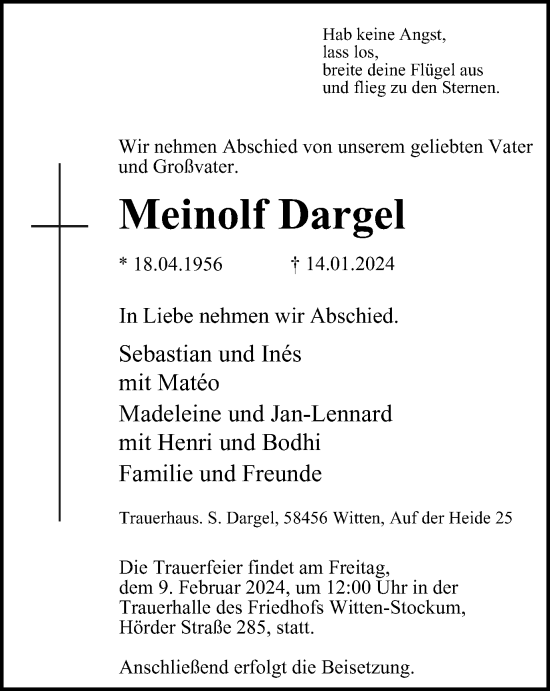 Traueranzeige von Meinolf Dargel von Tageszeitung