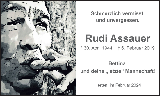 Traueranzeige von Rudi Assauer von Tageszeitung