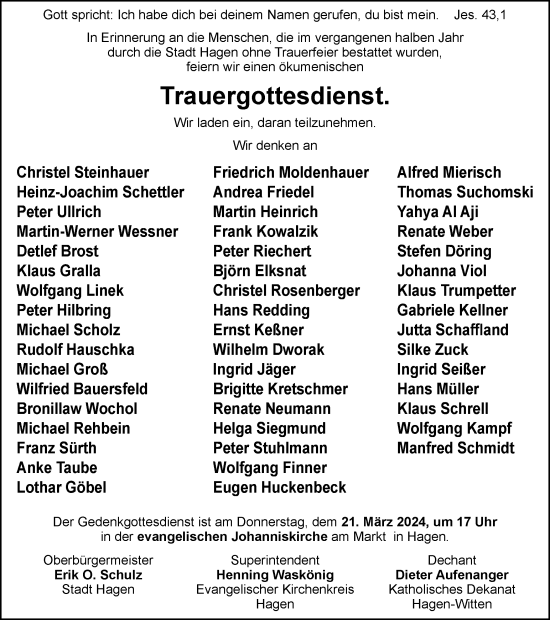 Traueranzeige von Im Gedenken 20232024 von Tageszeitung
