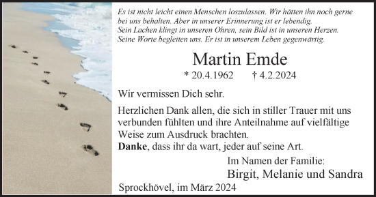 Traueranzeige von Martin Emde von Tageszeitung