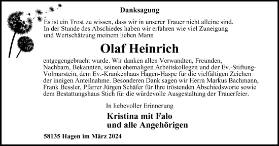 Traueranzeige von Olaf Heinrich von Tageszeitung