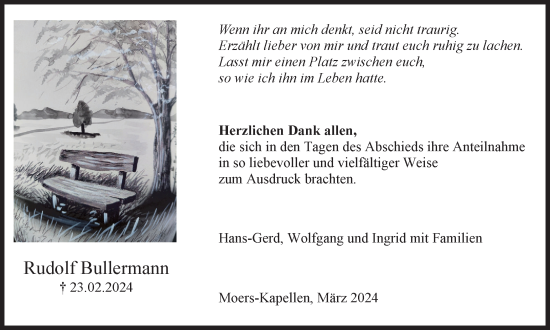 Traueranzeige von Rudolf Bullermann von Tageszeitung