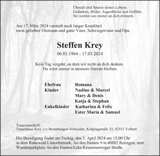 Traueranzeige von Steffen Krey von Tageszeitung