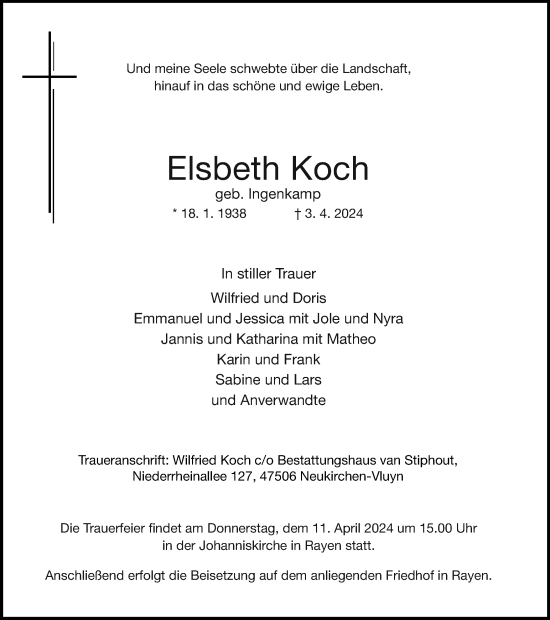 Traueranzeige von Elsbeth Koch von Tageszeitung