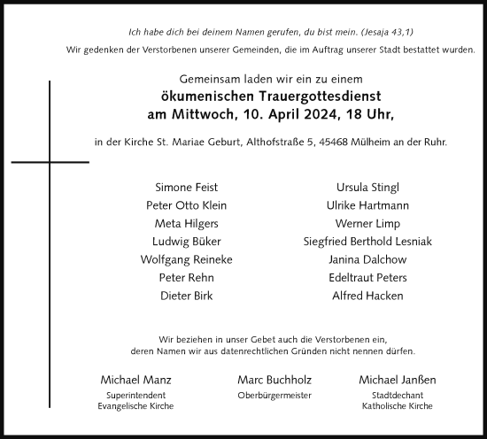 Traueranzeige von Im Gedenken   von Tageszeitung