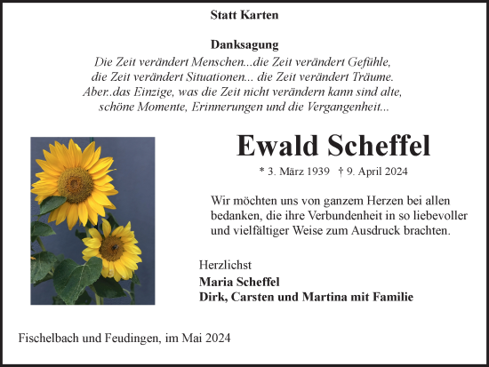 Traueranzeige von Ewald Scheffel von Tageszeitung