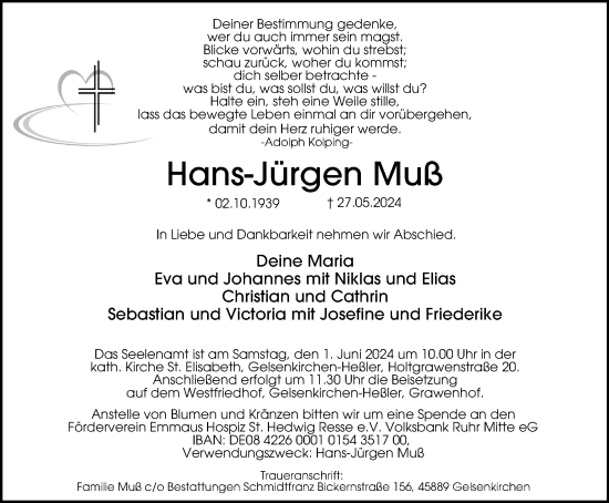 Traueranzeige von Hans-Jürgen Muß von Tageszeitung