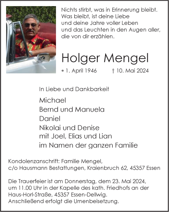 Traueranzeige von Holger Mengel von Tageszeitung