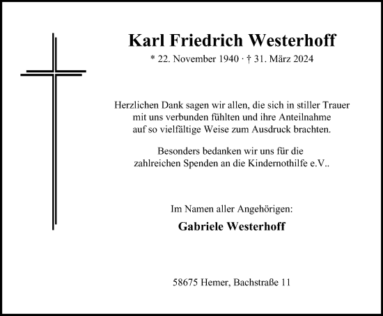 Traueranzeige von Karl Westerhoff von Tageszeitung