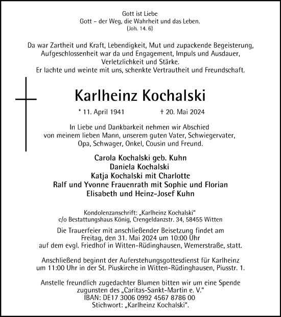 Traueranzeige von Karlheinz Kochalski von Tageszeitung