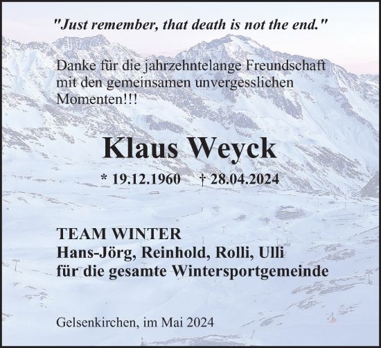 Traueranzeige von Klaus Weyck von Tageszeitung