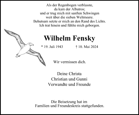 Traueranzeige von Wilhelm Fensky von Tageszeitung