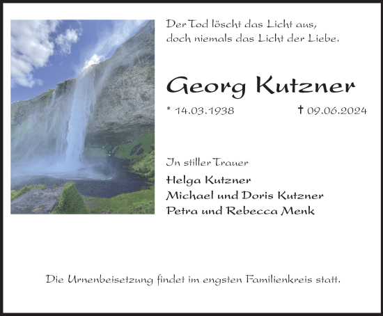 Traueranzeige von Georg Kutzner von Tageszeitung