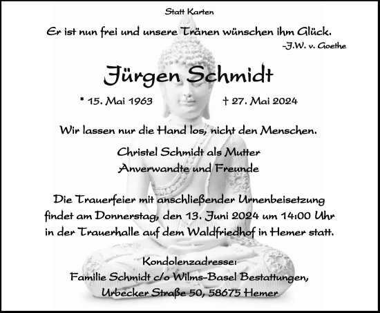 Traueranzeige von Jürgen Schmidt von Tageszeitung