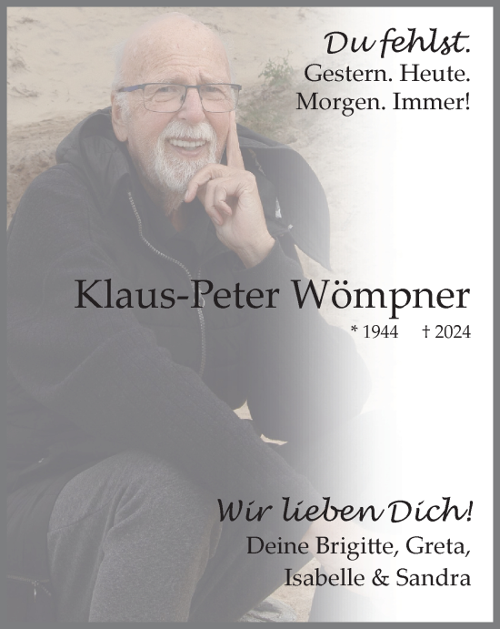Traueranzeige von Klaus-Peter Wömpner von Tageszeitung